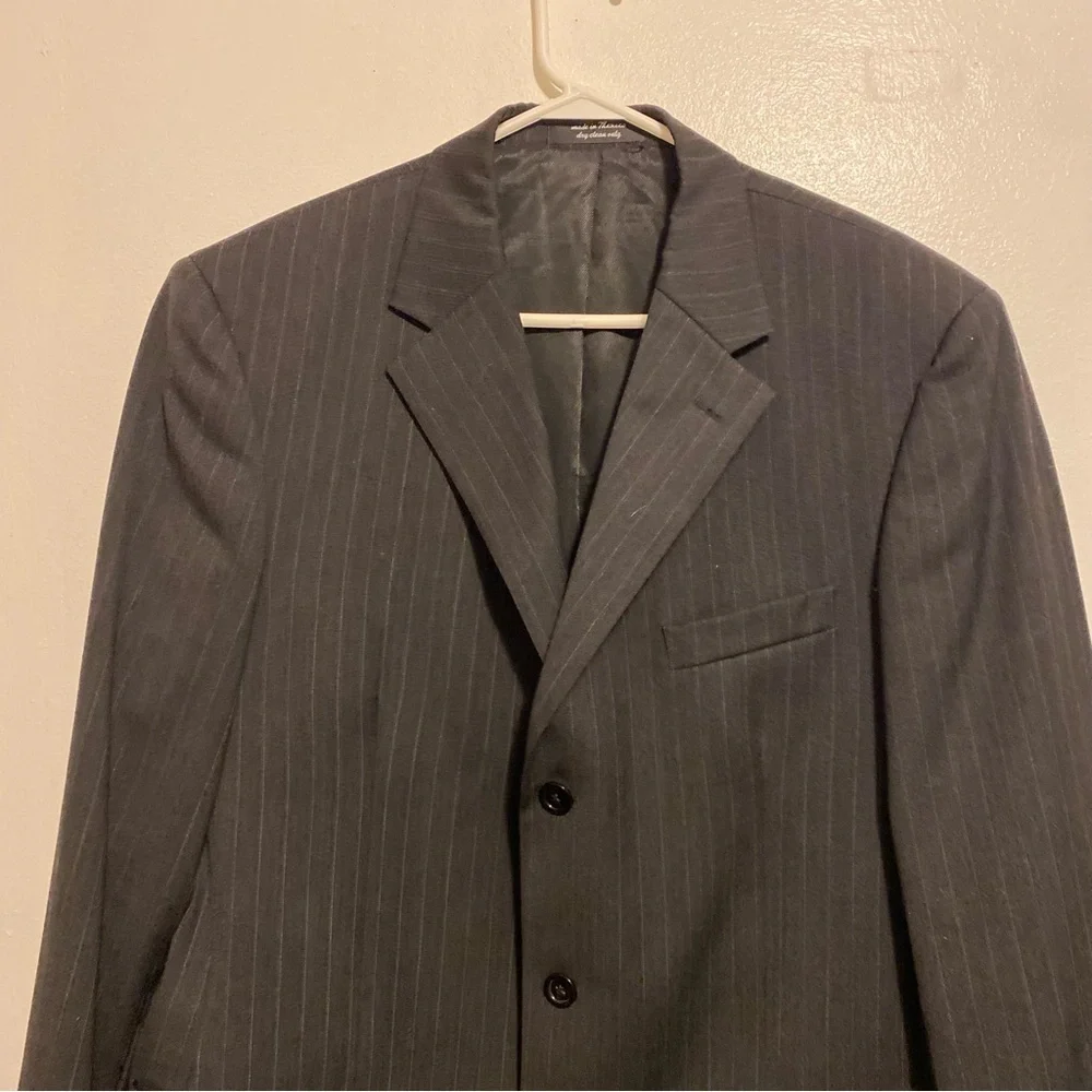 Classic Black Pinstripe Men's Blazer S&K Andrew Fezza  Size‎ 42L Three Button Up